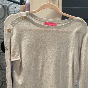 Lilly Pulitzer Cream Sweater with Gold Buttons